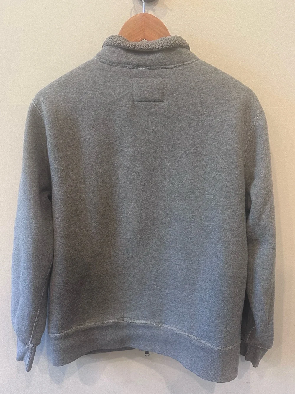 J.Crew Men’s Gray Sherpa-Lined Full-Zip Fleece Jacket Medium